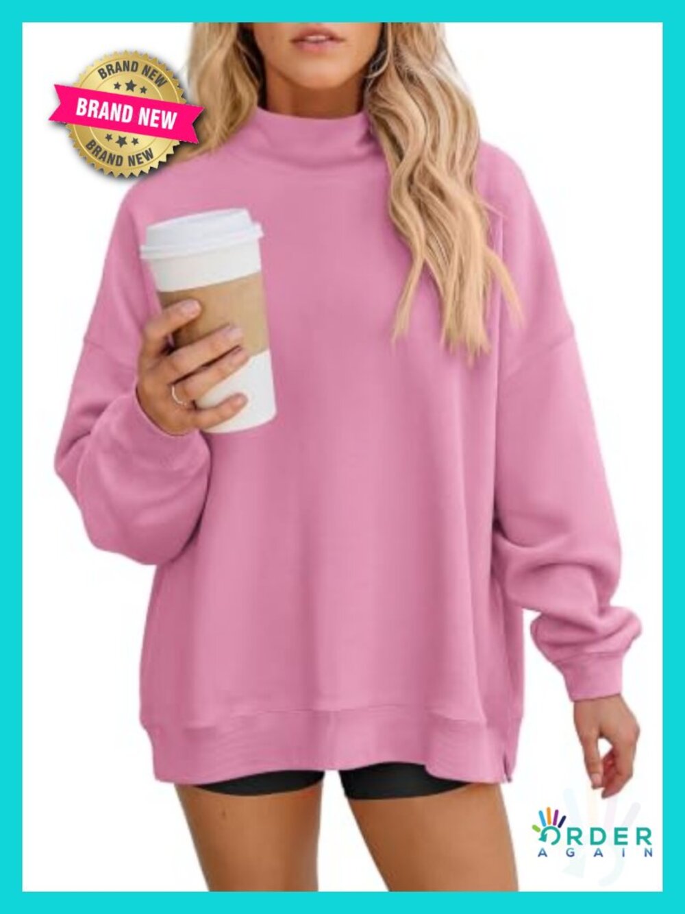 Mock Neck Sweatshirt Oversized Pullover Long Sleeve Women's